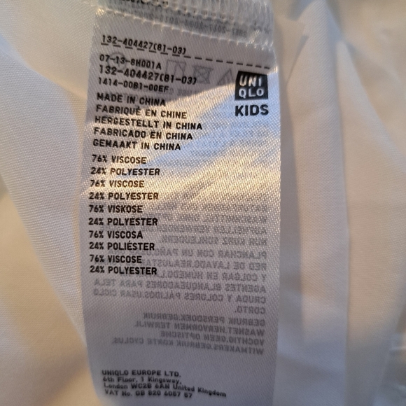 Uni Qlo girls size 7/8 white Peter Pan collar long sleeve blouse, EUC - Picture 4 of 4